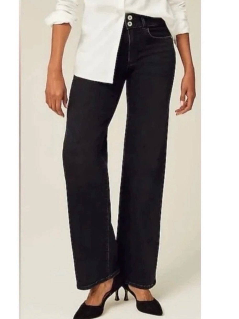 JJill Denim black women’s high-rise wide leg jeans.  Petite Sz 6